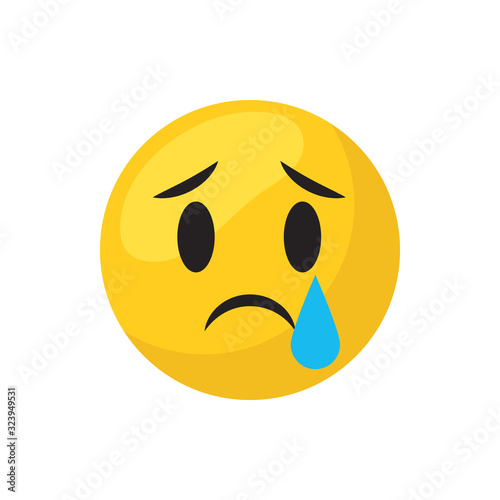 Sad emoji face flat style icon vector design
