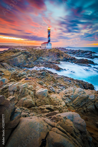 Favaritx Lighthouse in Minorca, Spain.