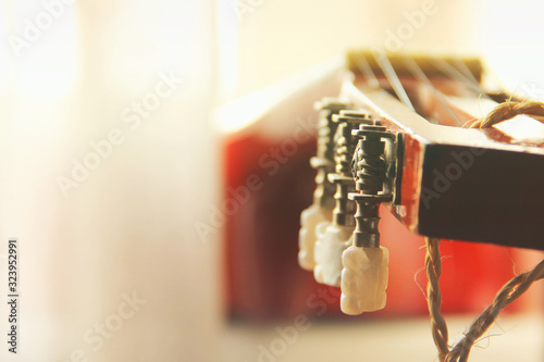 The guitar. Abstract photo. Musical instrument close up