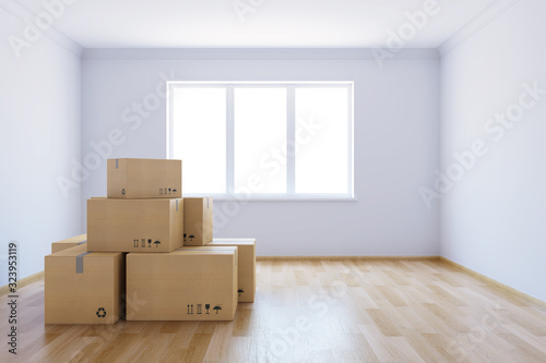 Bilde på lerret moving boxes at a new home