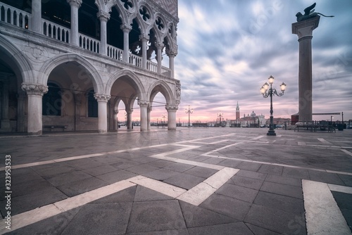 View of sunrise in piazza san marco, venice italy