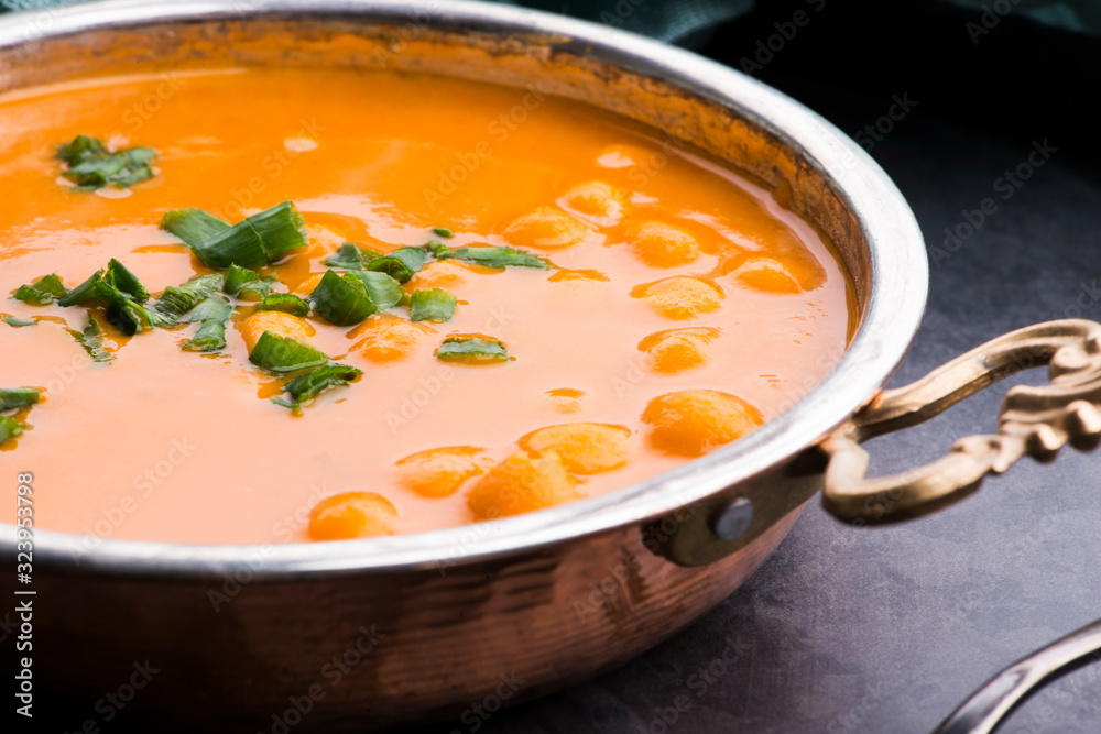 Vegetarian food is without meat: soup with chickpeas Vegetarian food is without meat: soup with chickpeas