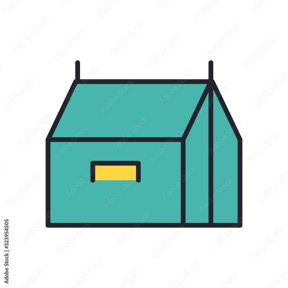 tent military force line and fill style icon