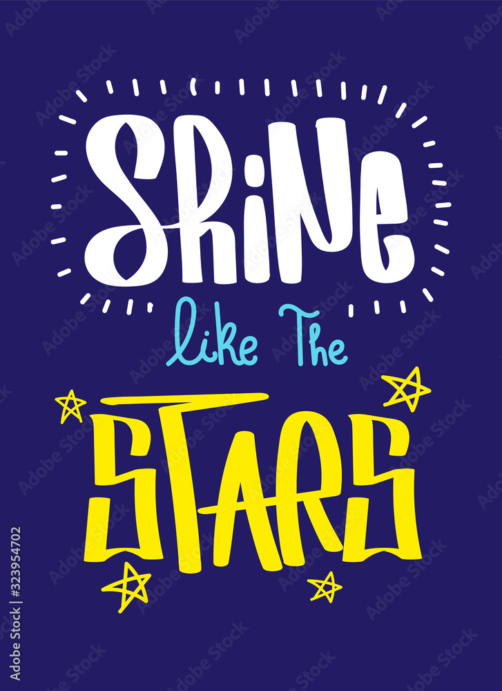Shine like the Stars inspirational card vector illustration