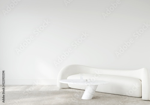 Photos Living room with bionic white sofa and marble table
