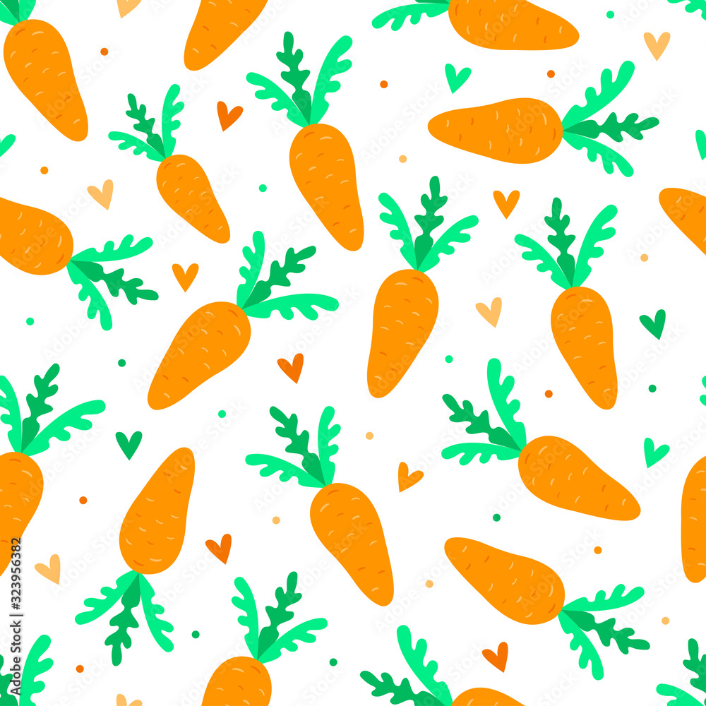 cute carrot vector pattern on white background cute carrot vector pattern on white background