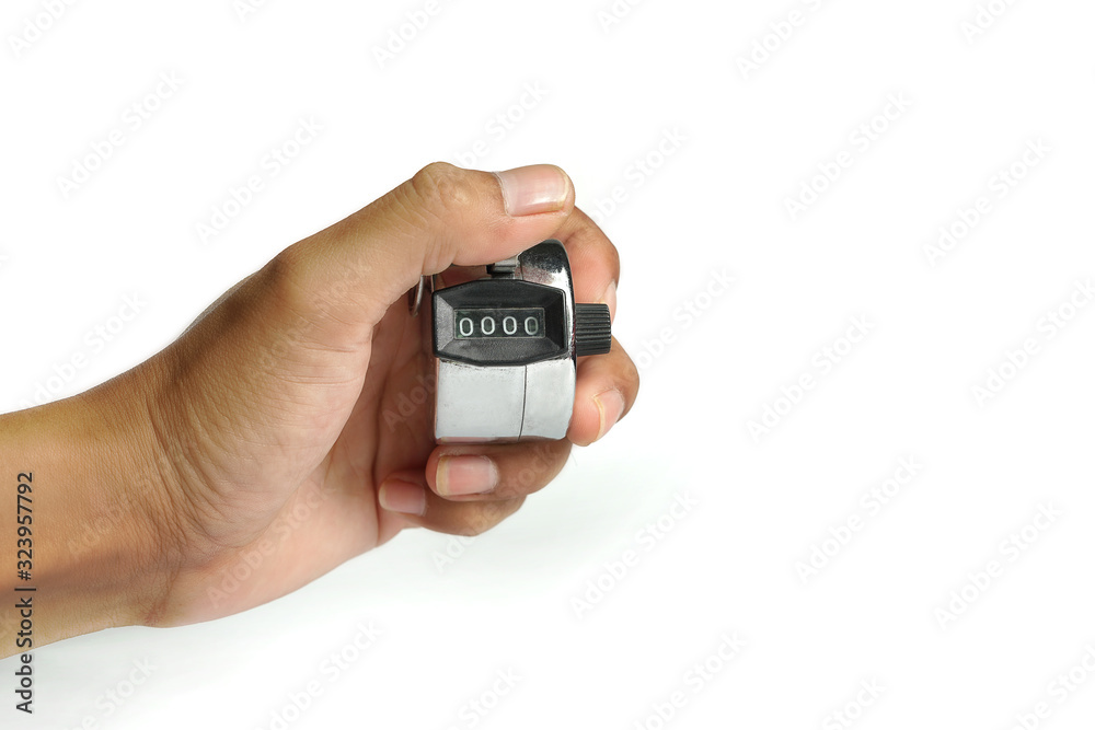 Handheld counting machine isolated white background Handheld counting machine isolated white background