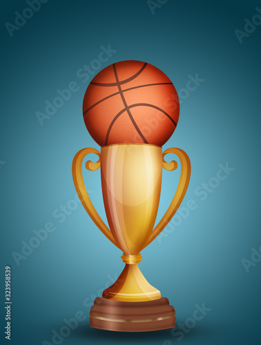 basket ball in the golden cup