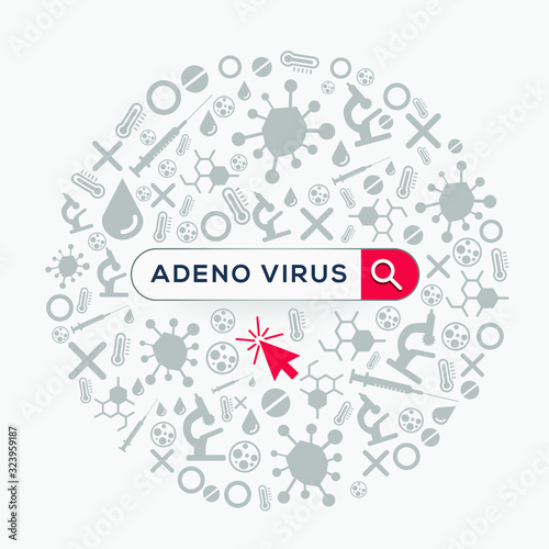 (adeno virus) Word written in search bar,Vector illustration .