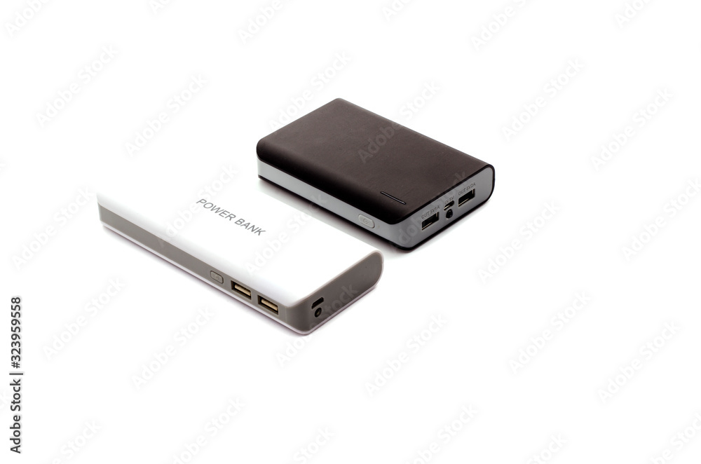Portable external battery isolated on a white background Portable external battery isolated on a white background