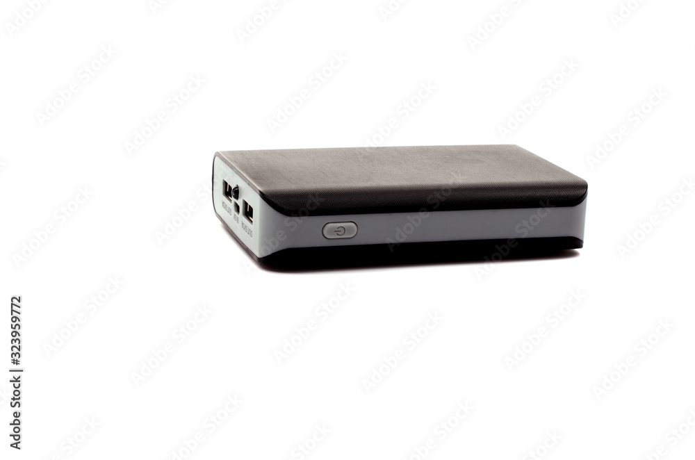 Portable external battery isolated on a white background Portable external battery isolated on a white background