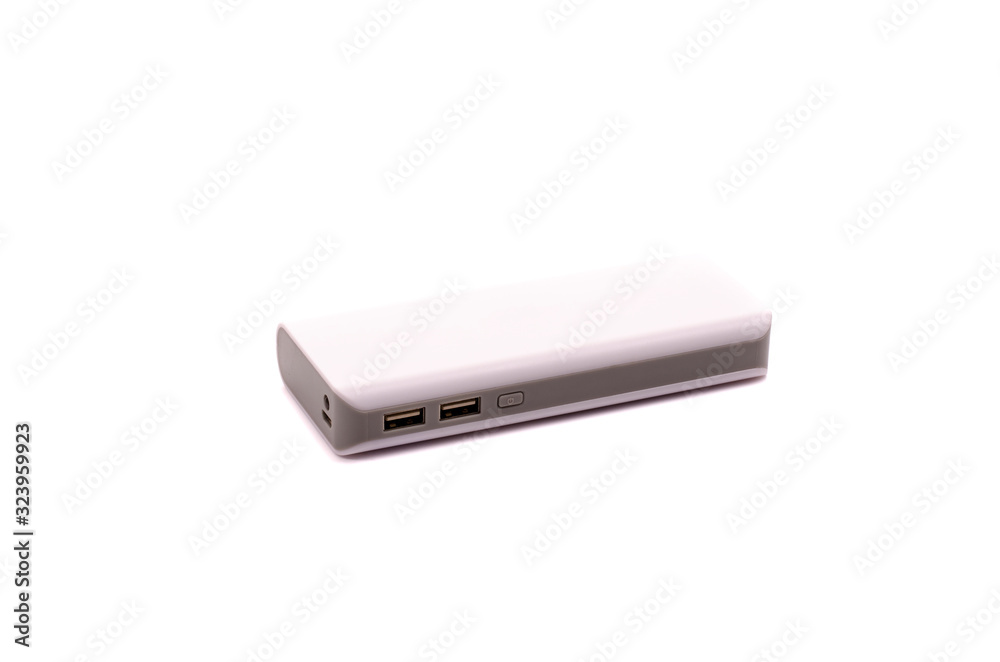 Portable external battery isolated on a white background Portable external battery isolated on a white background