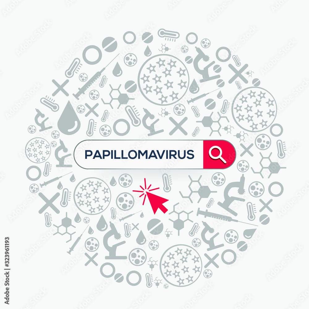 (papillomavirus) Word written in search bar,Vector illustration .