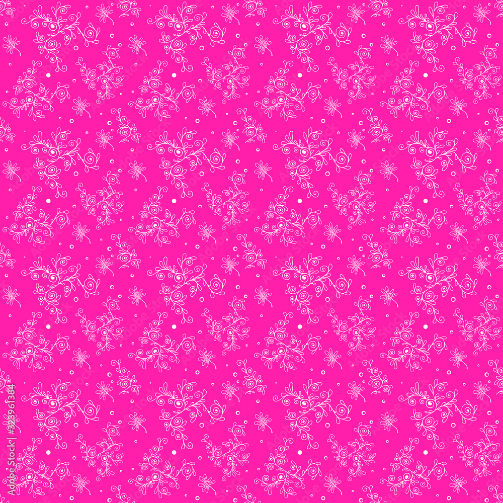 Abstract floral seamless pattern on pink background. Useful for wrapping, textile, scrapbook, postcard. Abstract floral seamless pattern on pink background. Useful for wrapping, textile, scrapbook, postcard.