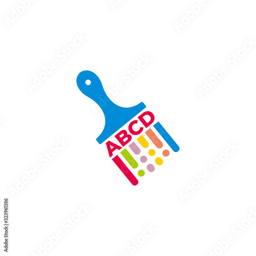 motion colorful wall paintbrush symbol stripes line logo vector