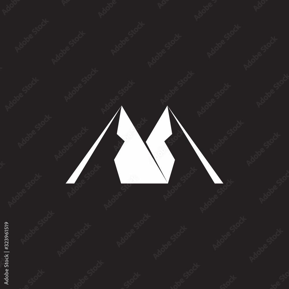 mountain symbol geometric simple negative space logo vector