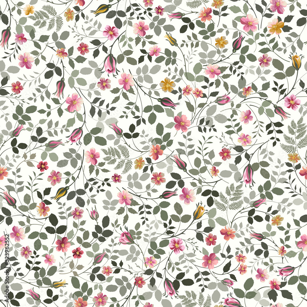 seamless floral pattern with rose bouquet Stock Vector | Adobe Stock