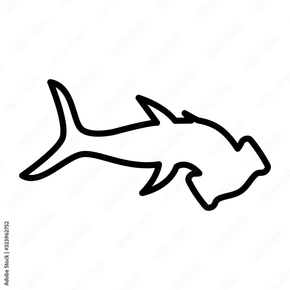 Isolated hammerhead shark silhouette style icon vector design Isolated hammerhead shark silhouette style icon vector design