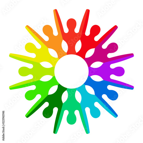 Logo happy teamwork optimistic people circle vector