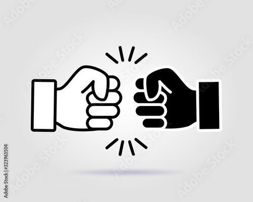 Bro fist bump power five pound black and white