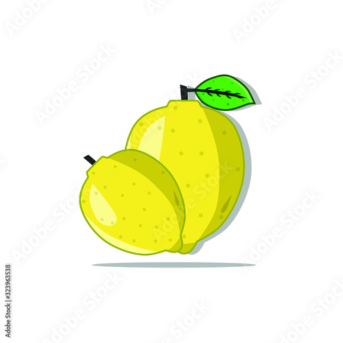 Vector illustration of fresh yellow lemon. Lemon contains vitamin C which is quite high