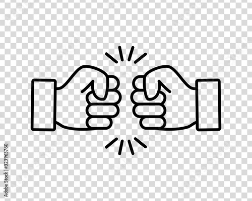 Bro fist bump or power five pound flat vector icon for apps and websites on a transparent background
