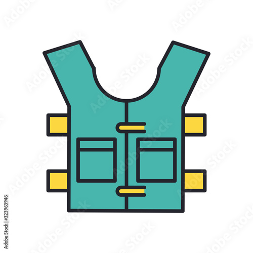 bulletproof vest accessory line and fill style icon