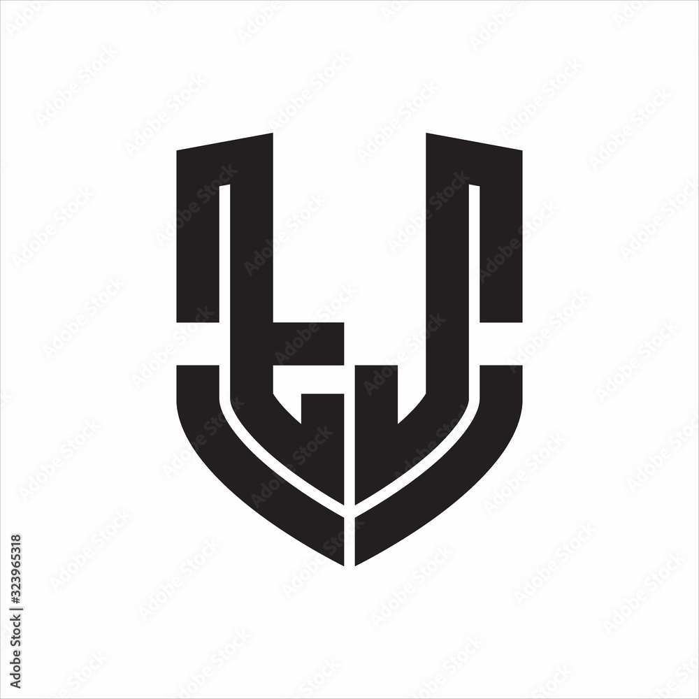 TJ Logo monogram with emblem shield shape design isolated on white ...