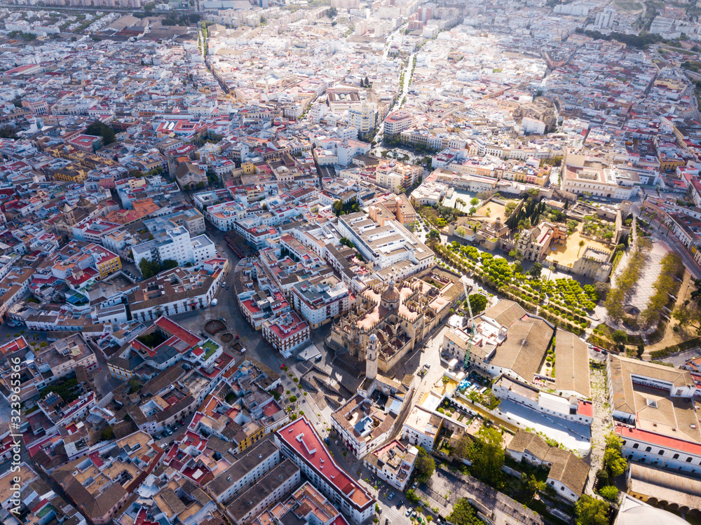Aerial view of city Jerez de la Frontera. Spain