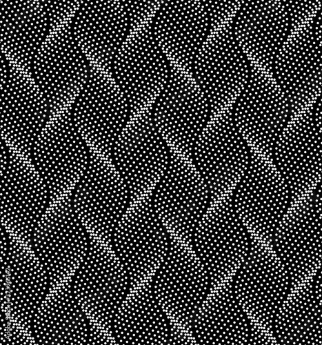 Vector geometric seamless pattern. Modern geometric background with wavy lines of dots.