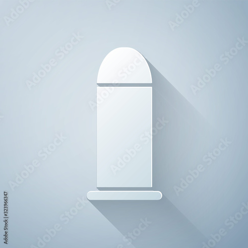 Paper cut Bullet icon isolated on grey background. Paper art style. Vector Illustration