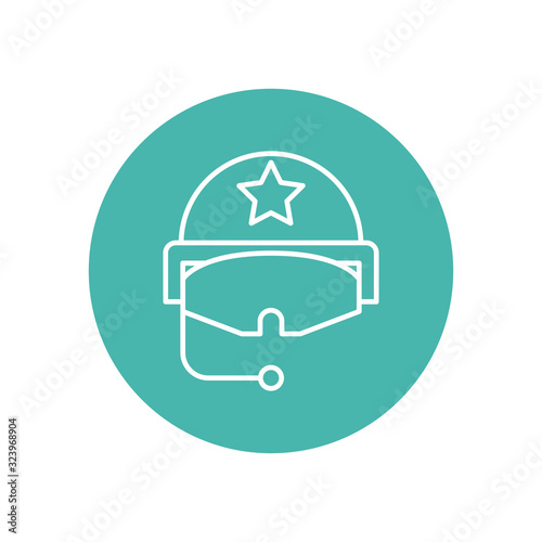 military force helmet with microphone line block style