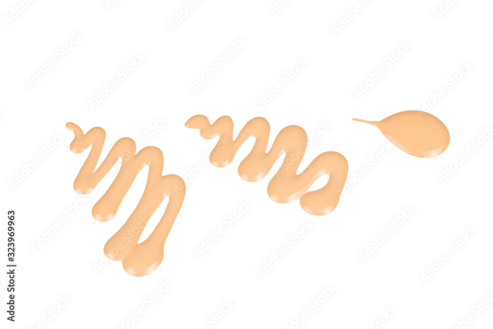 Liquid foundation swatch isolated on white background. Close Up of makeup cream sample. Liquid foundation swatch isolated on white background. Close Up of makeup cream sample.