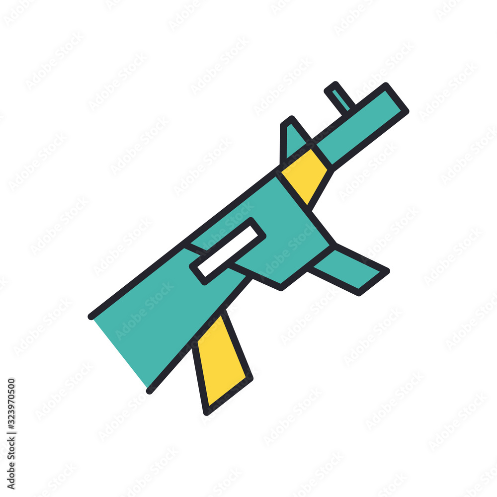 gun military force line and fill style icon