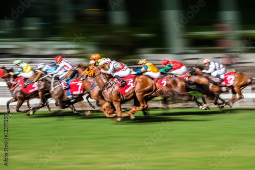 Horse race motion blur, racing horses © hanohiki