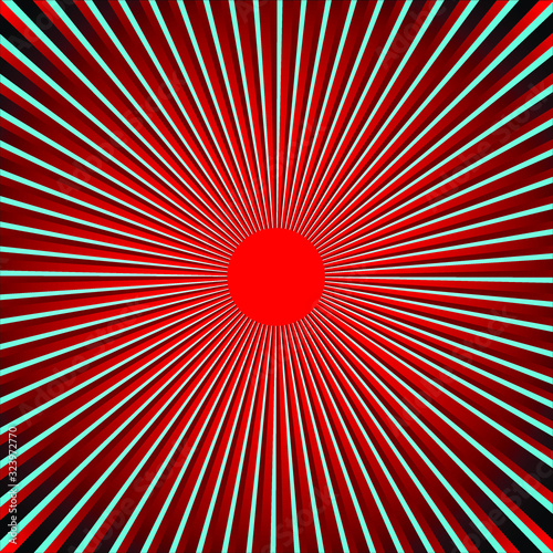 Red light spreading in a straight line from the center, beautiful, background - vector