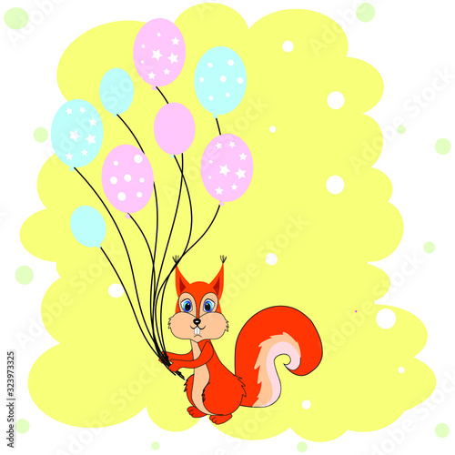 cute squirrel and acorn illustration