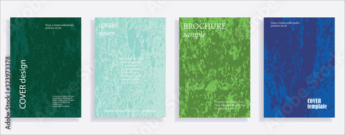 Minimalistic cover design templates. Set of layouts for covers of books, albums, notebooks, reports, magazines. Vintage texture gradient effect, flat modern abstract design. Grunge mock-up texture