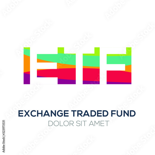 Creative colorful logo ,ETF mean (exchange traded fund) .