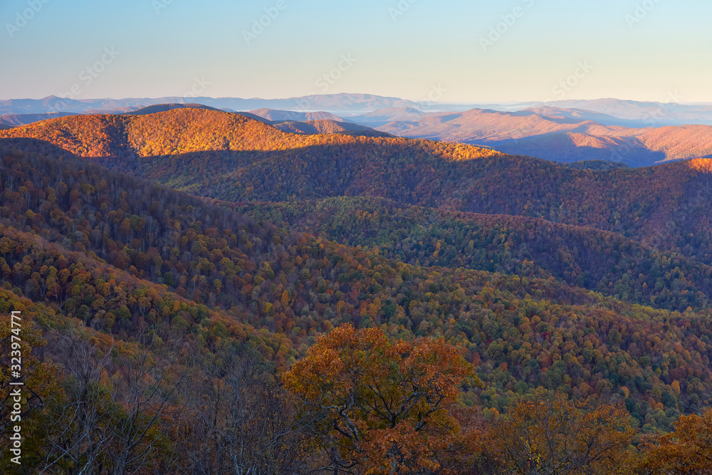 Autumn view from the Blue Ridge Parkway near Lexington and Buena Vista, Virginia
