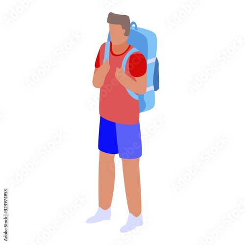 Travel backpack icon. Isometric of travel backpack vector icon for web design isolated on white background