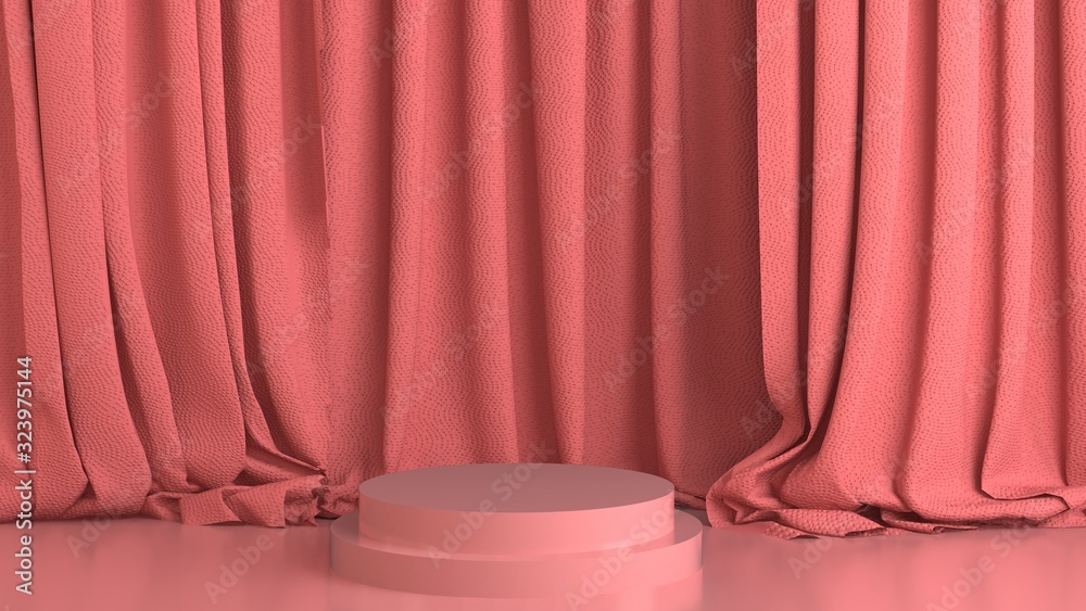 Abstract mock up pastel color Scene, pink geometric shape podium, 3d rendering.