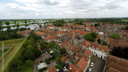 Aerial overview of the beautiful town of Heusden in the Netherlands photo