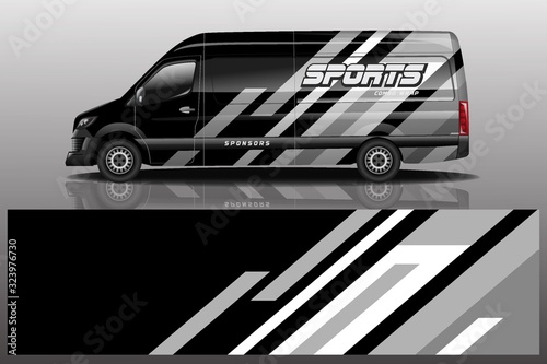 van car decal wrap design vector