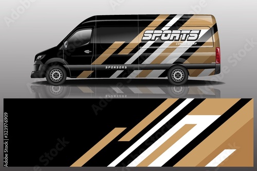 van car decal wrap design vector