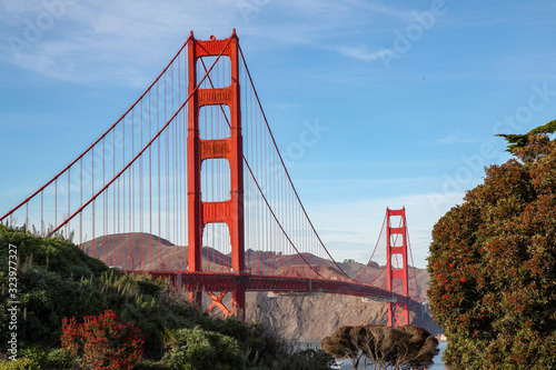 View of famous landmark the Golden Gate Bridge . San Francisco, California, USA © pumppump