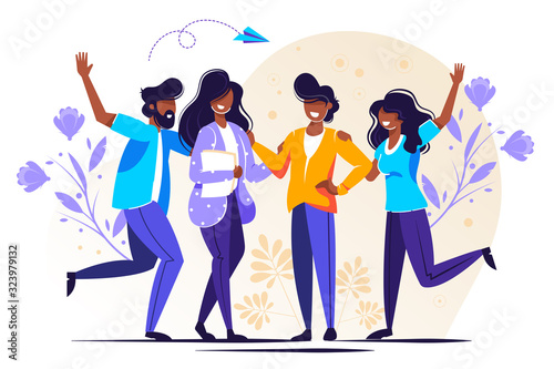 Vector illustration, happy friendship