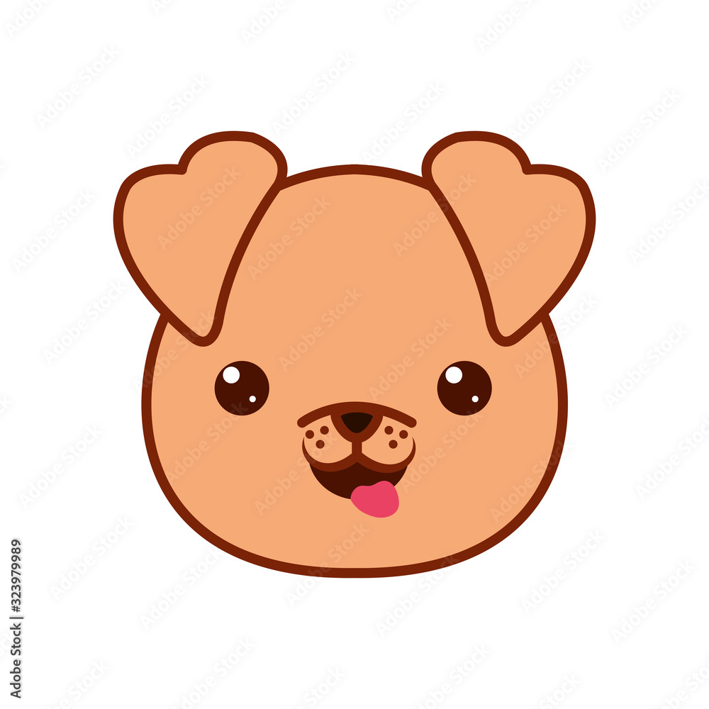 Cute kawaii dog cartoon line and fill style icon vector design Cute kawaii dog cartoon line and fill style icon vector design