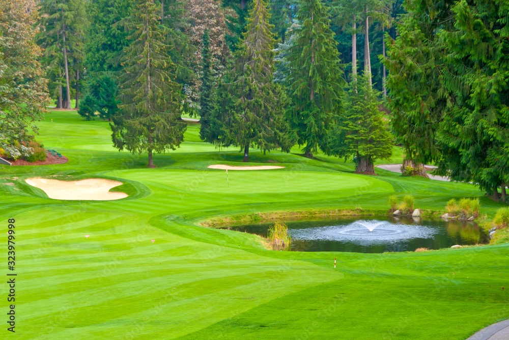 Gof place with gorgeous green and pond. Gof place with gorgeous green and pond.