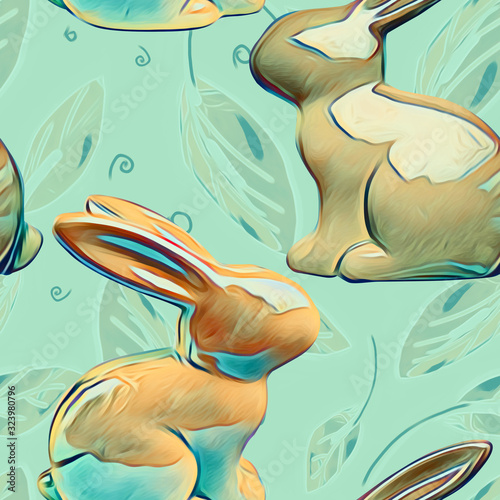 Easter seamless pattern. Watercolor Illustration.